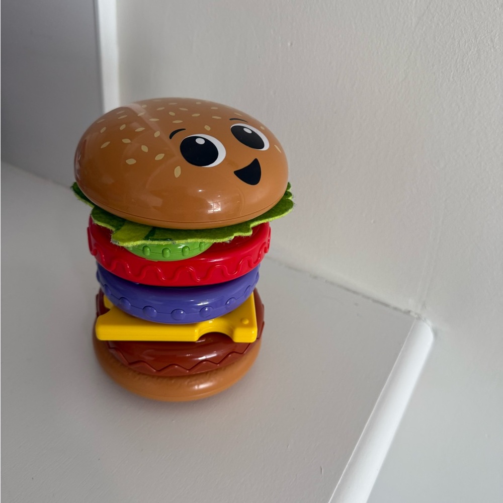 Stackable Smiling Burger Toy - Brown & Multi-Color Kids Stacker